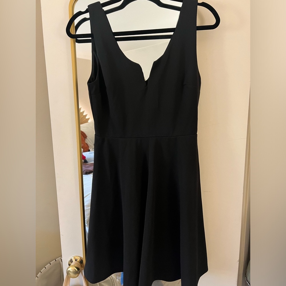 LAST CALL!! Francesca's NWT Black Split V Neck Skater Mini Dress